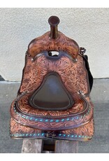 Fully Tooled Western Saddle w/breast collar & flank cinch 15" Full Quarter Horse Bars