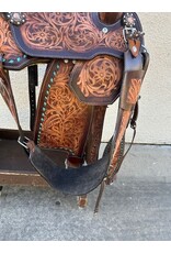 Fully Tooled Western Saddle w/breast collar & flank cinch 15" Full Quarter Horse Bars