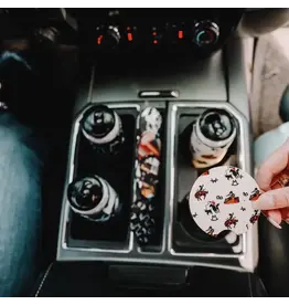 Front Porch Label Vintage Cowboy Car Coasters 2-pack