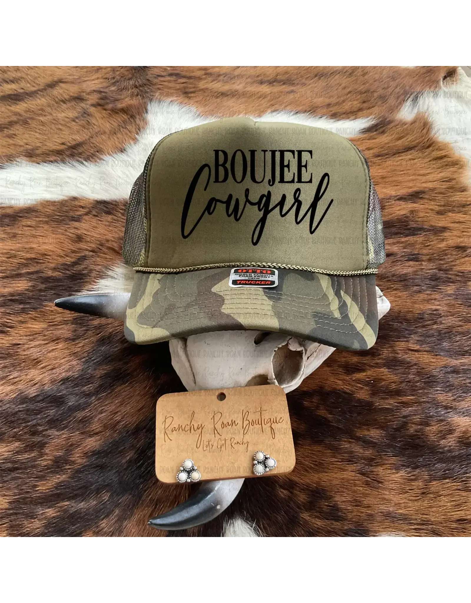 Ranchy Roan Boujee Cowgirl Western Foam Trucker Hat