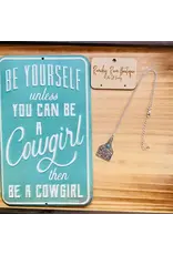 Ranchy Roan Patterned Casting Pendant Cow Tag Necklace