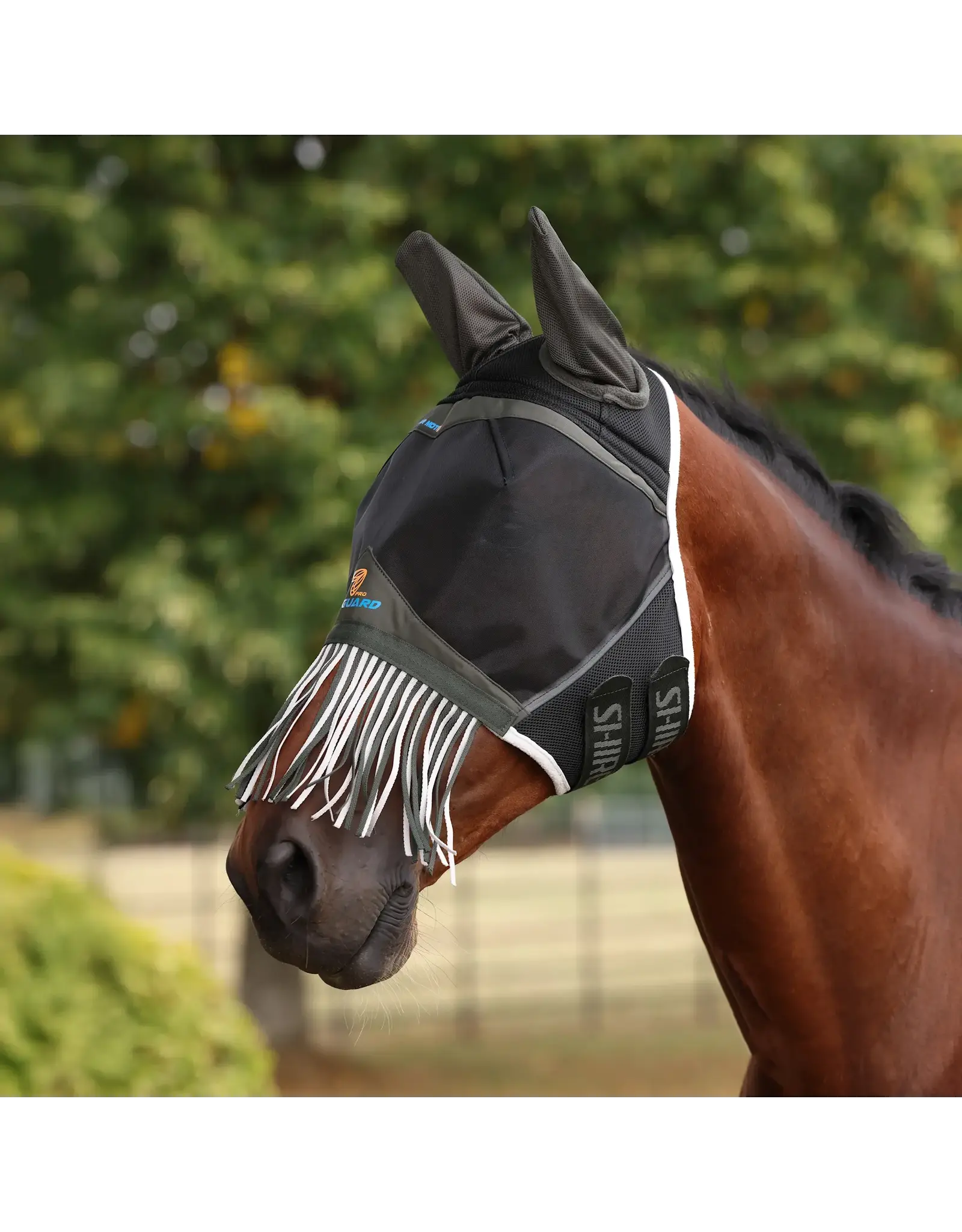 Shires Air Motion Fly Mask with Ears & Fringe Khaki
