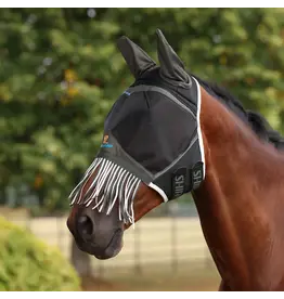 Shires Air Motion Fly Mask with Ears & Fringe Khaki