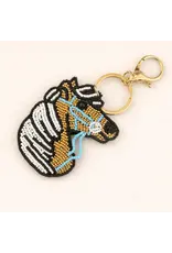 Golden Palomino Horse Hand-Beaded Keychain
