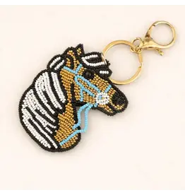 Golden Palomino Horse Hand-Beaded Keychain