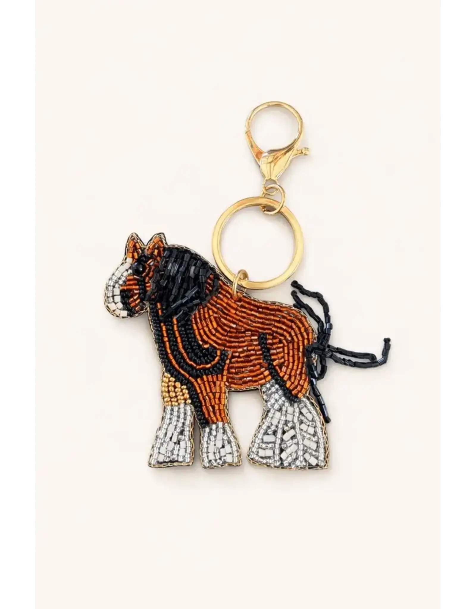 Little Chestnut Horse Hand-Beaded Keychain