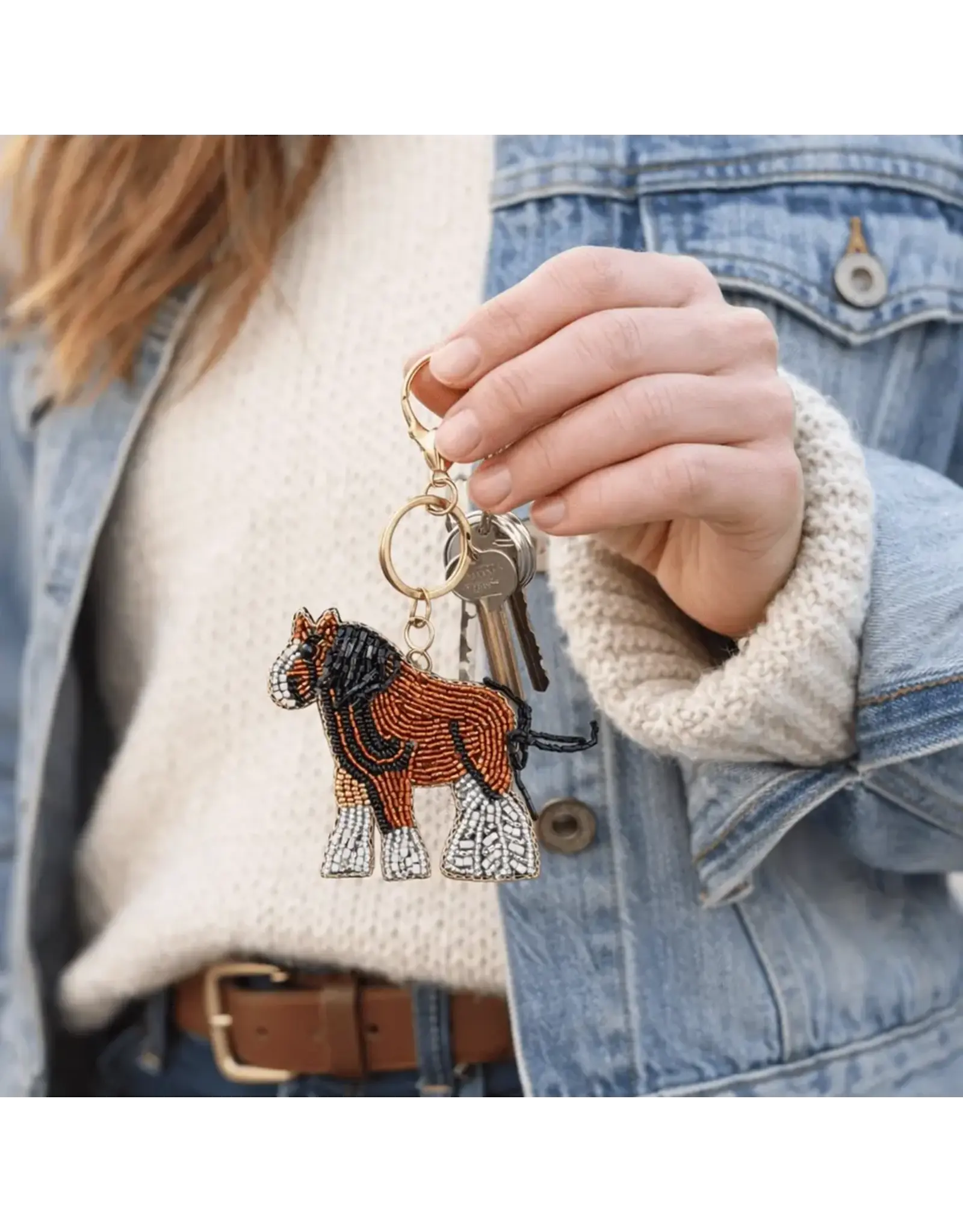 Little Chestnut Horse Hand-Beaded Keychain