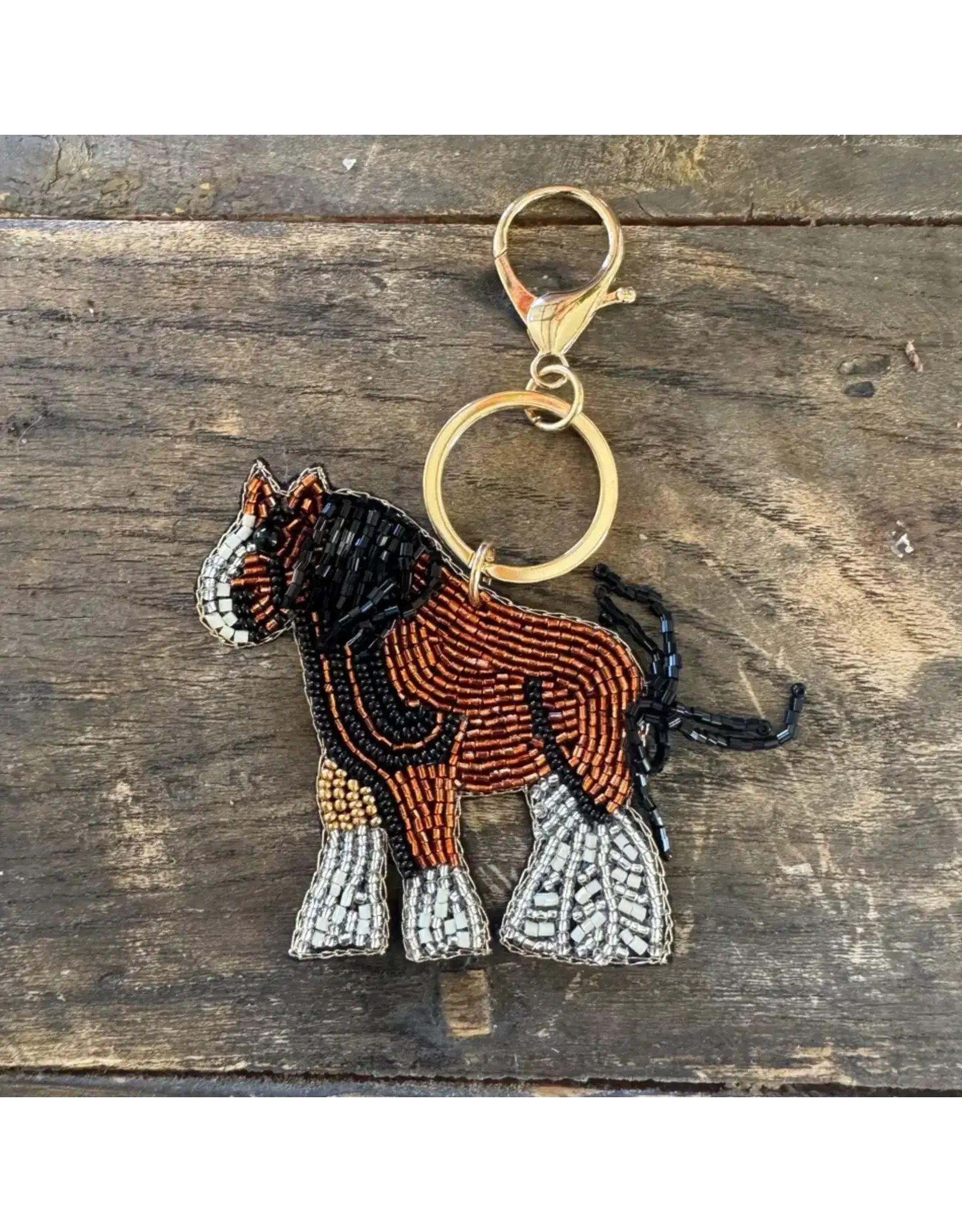 Little Chestnut Horse Hand-Beaded Keychain