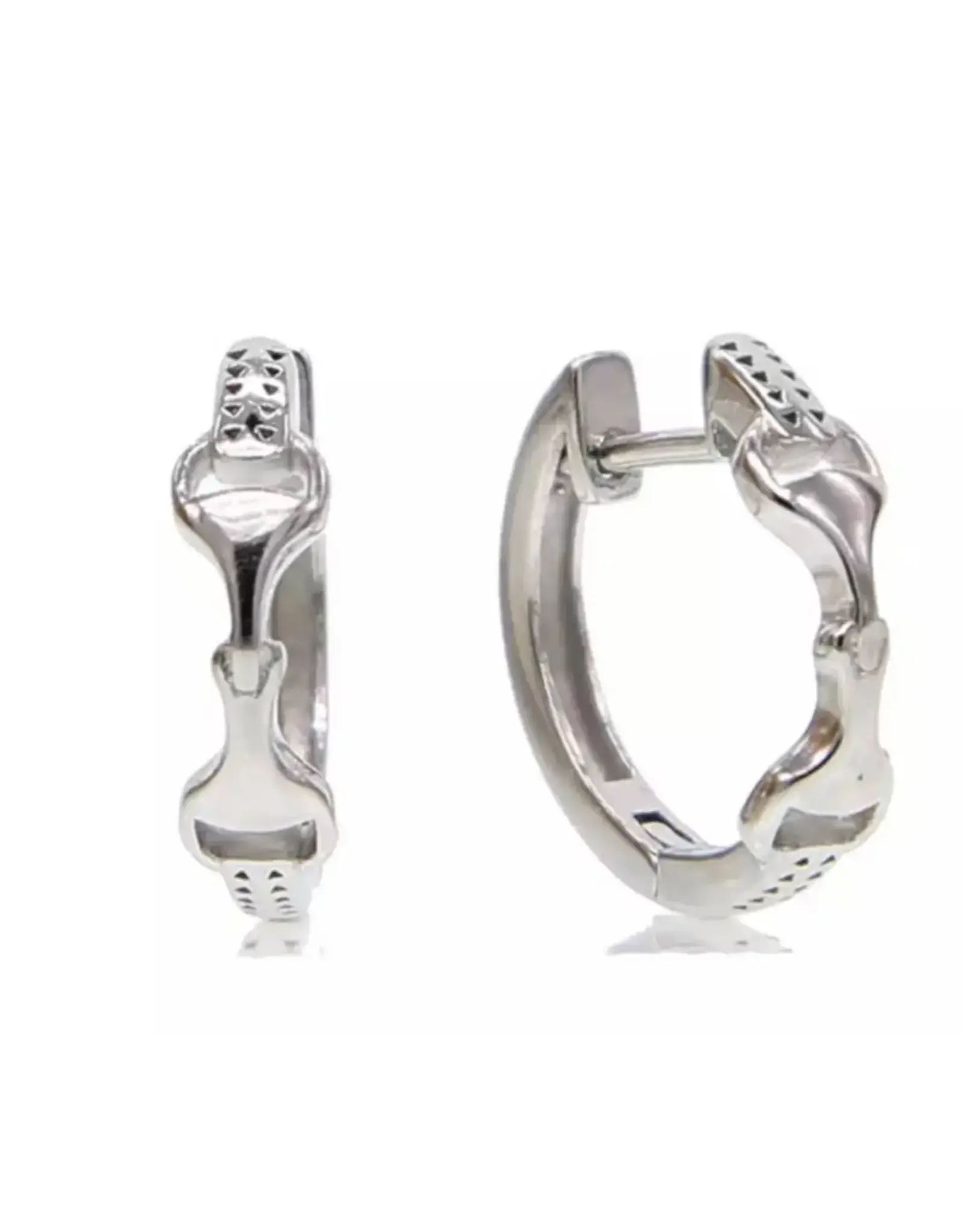 Snaffle Bit Hoop Earrings Silver