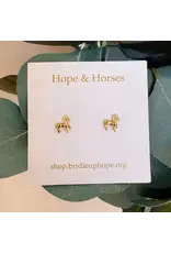 Bridle Up Hope Tiny Horse Earrings Sterling Gold