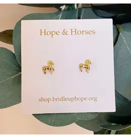Bridle Up Hope Tiny Horse Earrings Sterling Gold
