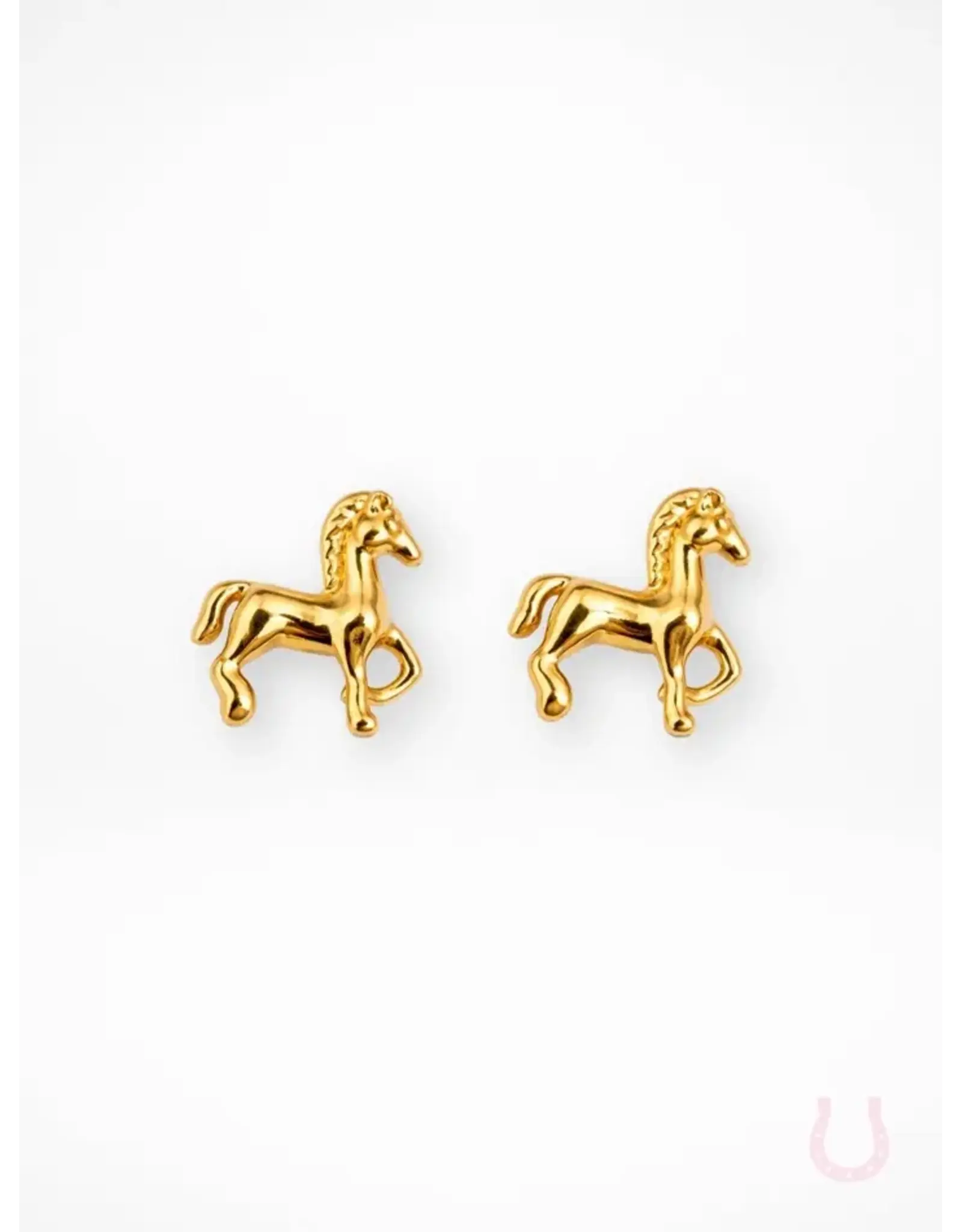 Bridle Up Hope Tiny Horse Earrings Sterling Gold