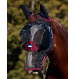 Weatherbeeta ComFiTec Fine Mesh Fly Mask With Ears & Nose Black/Burgandy