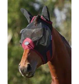 Weatherbeeta ComFiTec Fine Mesh Fly Mask With Ears Black/Burgandy