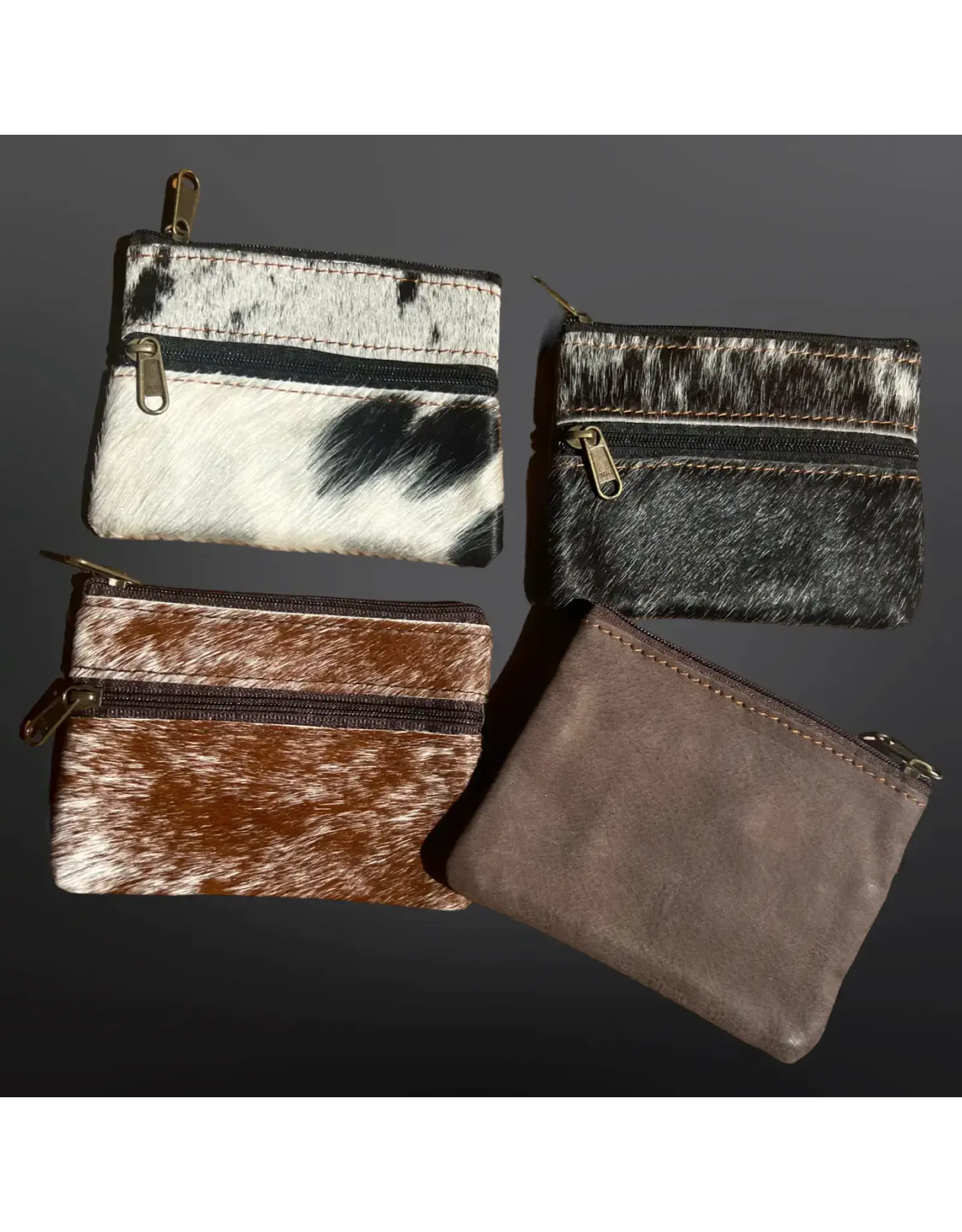 Cowhide Leather Coin Purse 2 Pocket Assorted