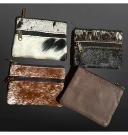Cowhide Leather Coin Purse 2 Pocket Assorted