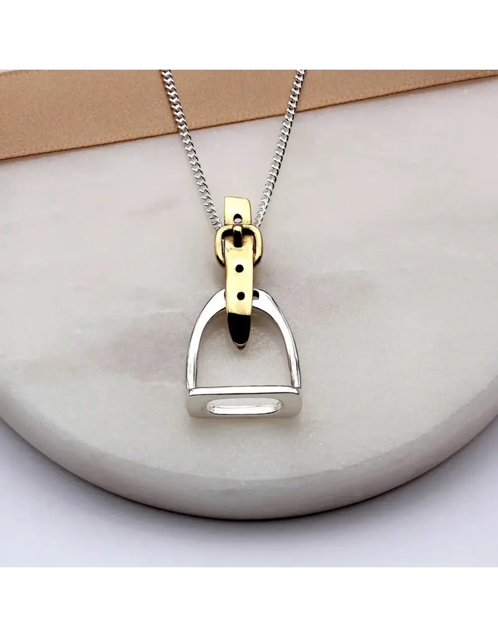 Westrian English Saddle Stirrup Iron Sterling Silver Necklace