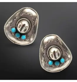 Westrian Western Cowboy Hat Earrings with Faux Turquoise Cabochons