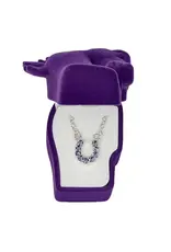 AWST International Aqua Rhinestone Horseshoe Necklace w/Horse Head Gift Box