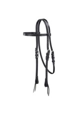 Tough One Zig Zag Tooled Browband Headstall Black Full