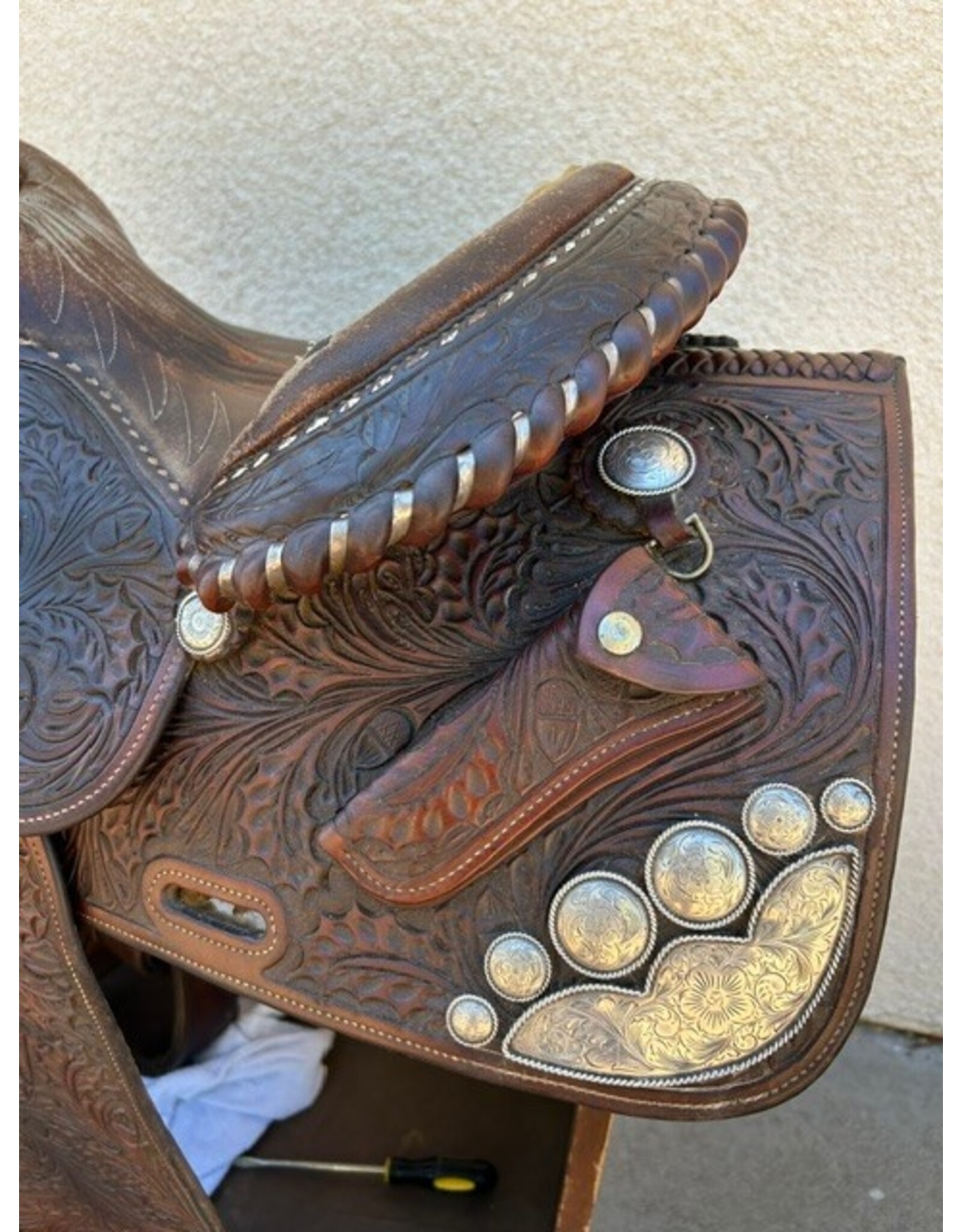 Victor Equitation Saddle with Real Silver 16" Seat 7" Gullet