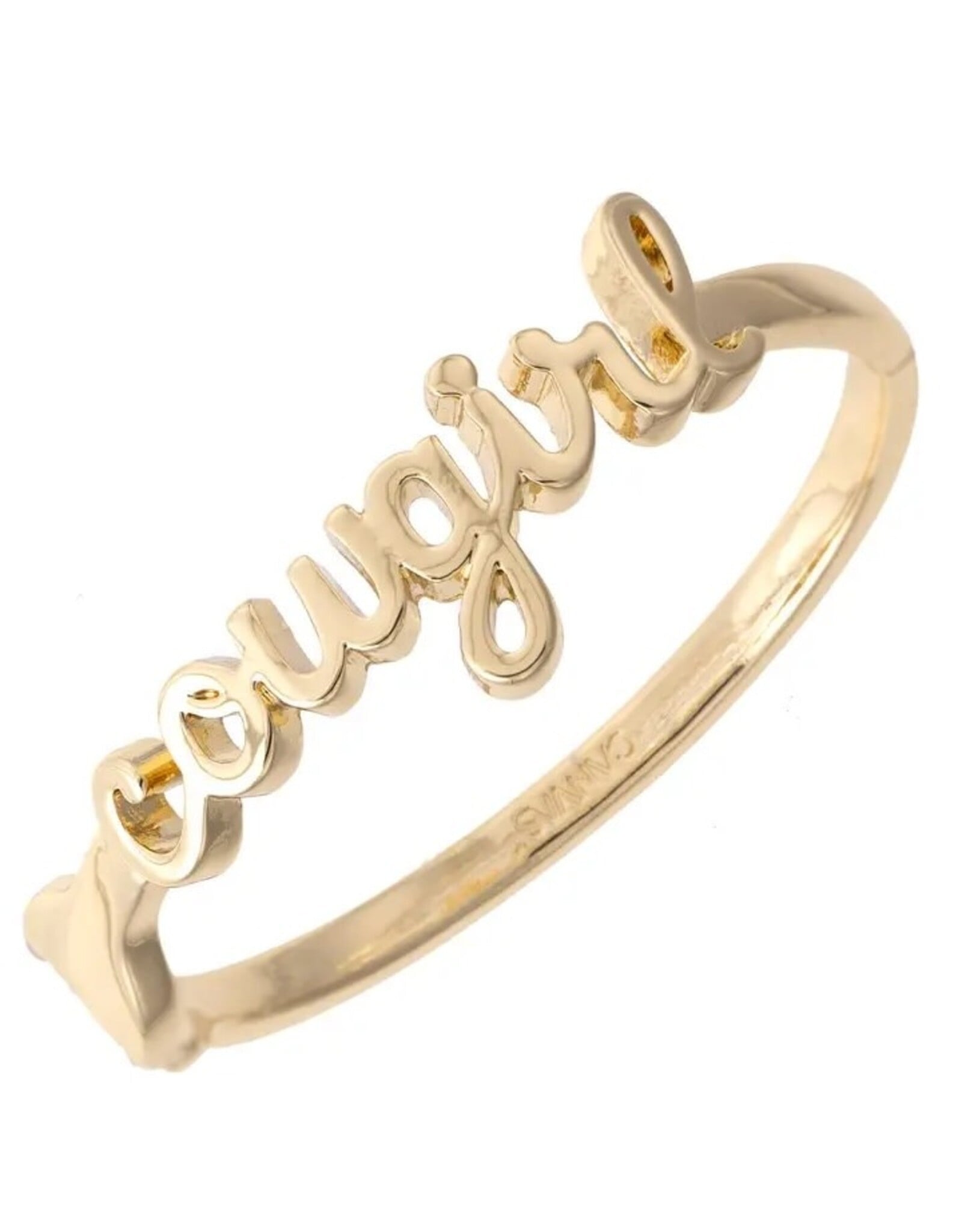 Canvas Style Cowgirl Cursive Hinge Bangle in Shiny Gold