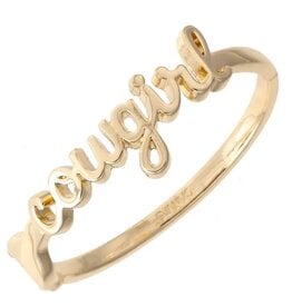 Canvas Style Cowgirl Cursive Hinge Bangle in Shiny Gold
