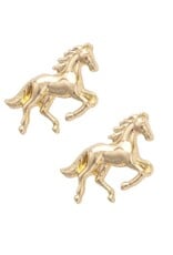 Canvas Style Stallion Stud Earrings in Shiny Gold