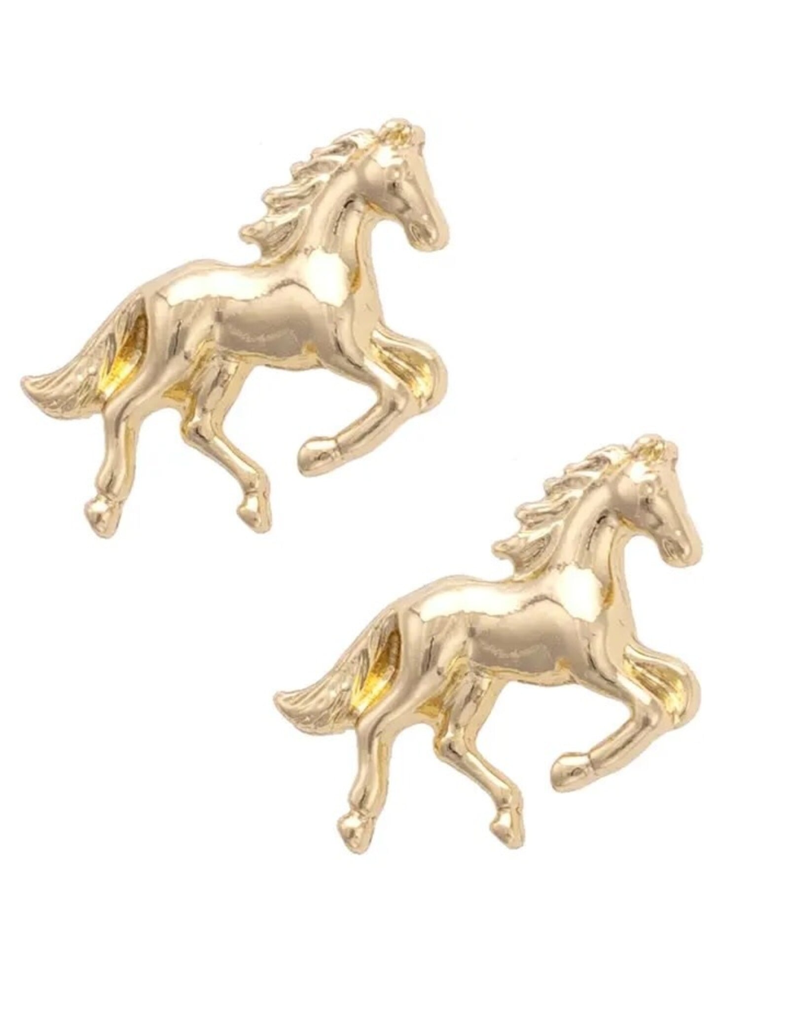 Canvas Style Stallion Stud Earrings in Shiny Gold