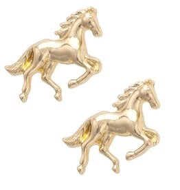 Canvas Style Stallion Stud Earrings in Shiny Gold