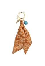 Canvas Style Steer Skull Bandana Bag Charm in Burnt Orange
