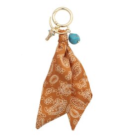 Canvas Style Steer Skull Bandana Bag Charm in Burnt Orange