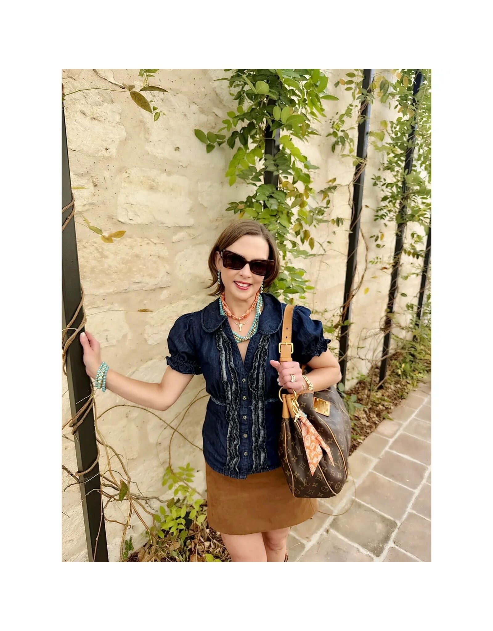 Canvas Style Steer Skull Bandana Bag Charm in Burnt Orange