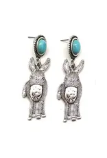 Snowing West Western Donkey Turquoise Stone Earrings
