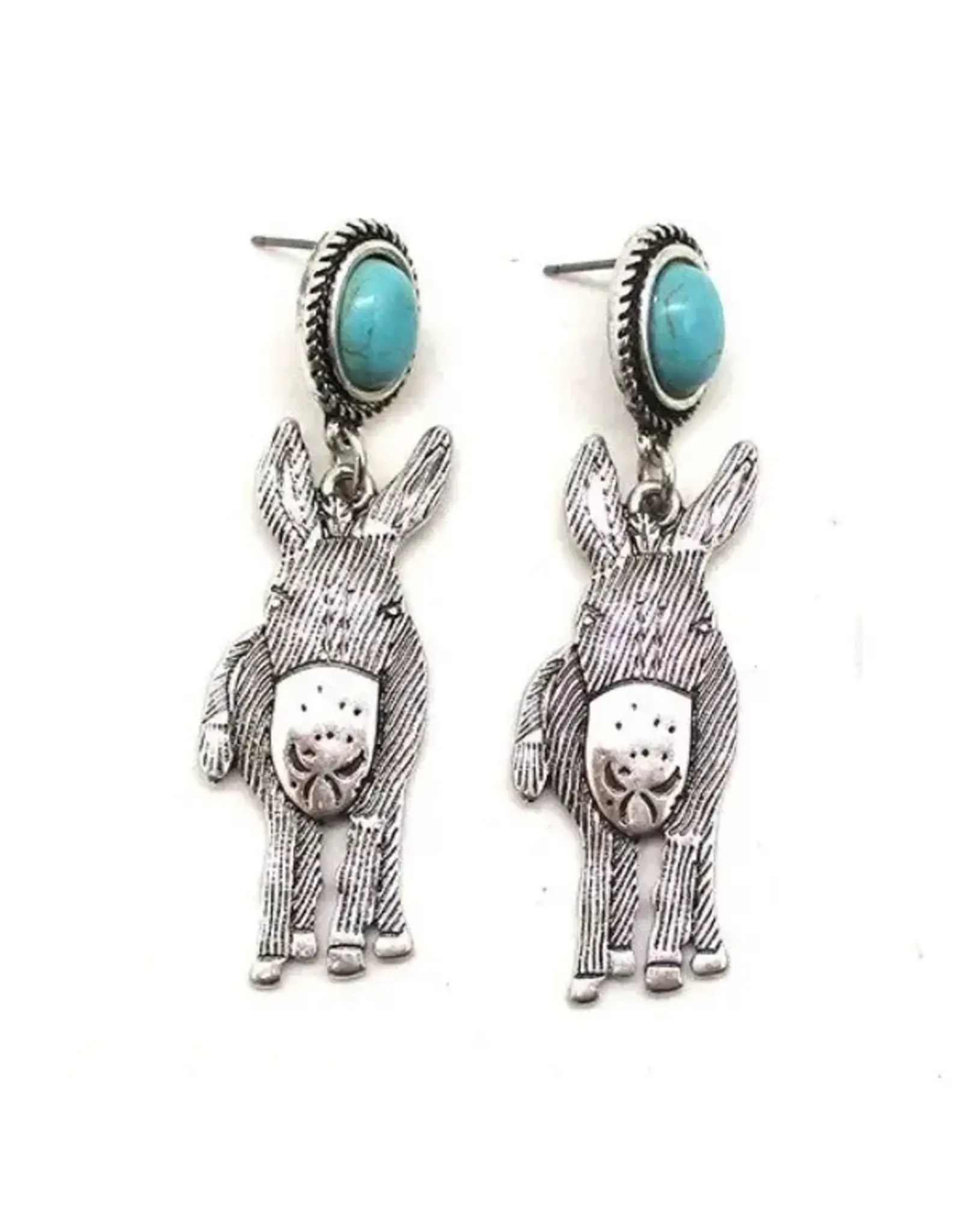 Snowing West Western Donkey Turquoise Stone Earrings