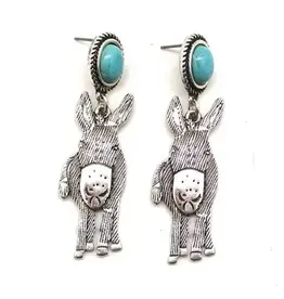 Snowing West Western Donkey Turquoise Stone Earrings