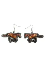 Snowing West Western 3D Running Horse Print Dangle Earring