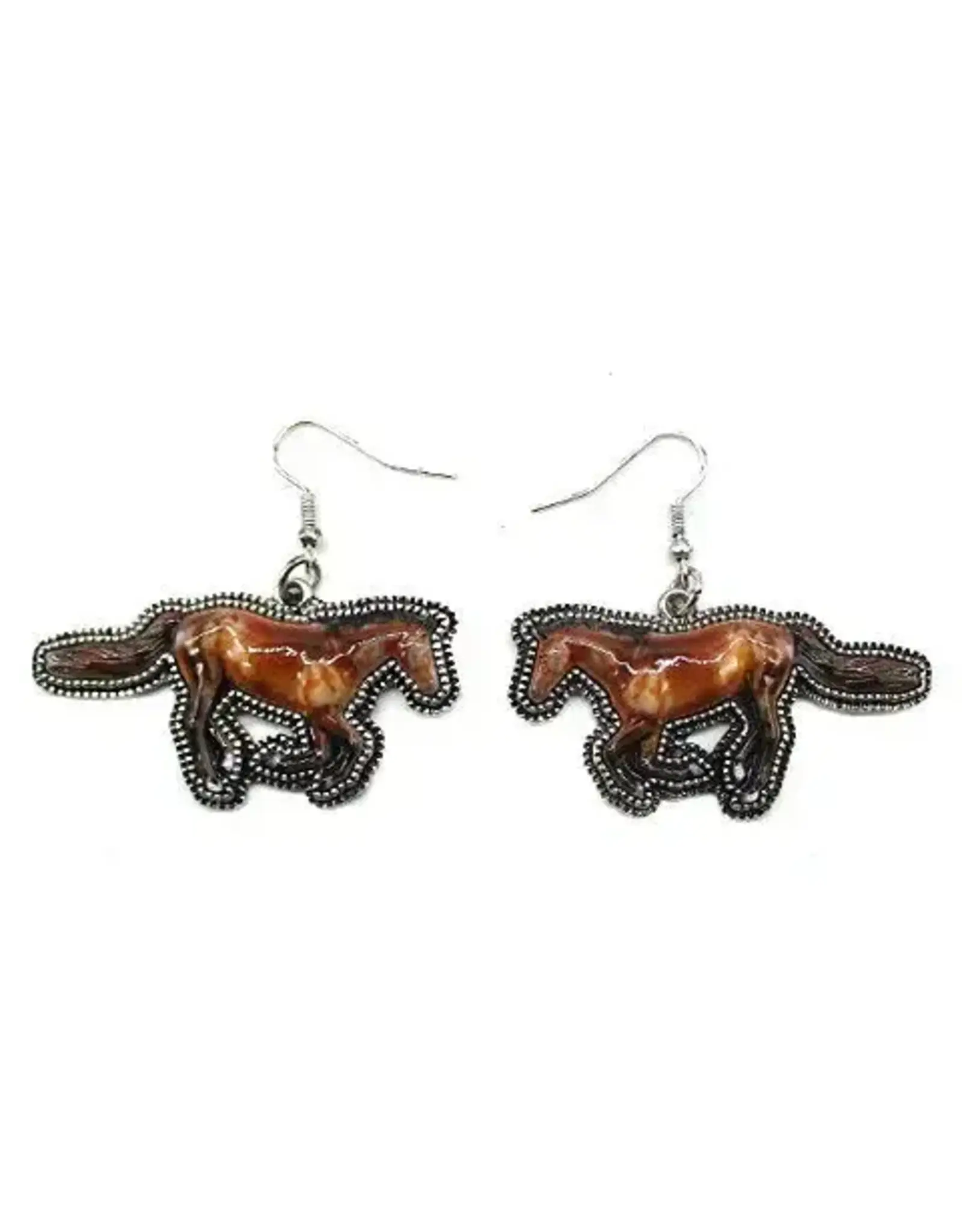 Snowing West Western 3D Running Horse Print Dangle Earring