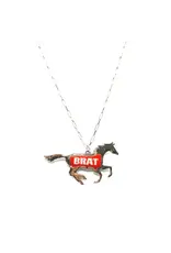 Snowing West Western Brat Running Horse Necklace