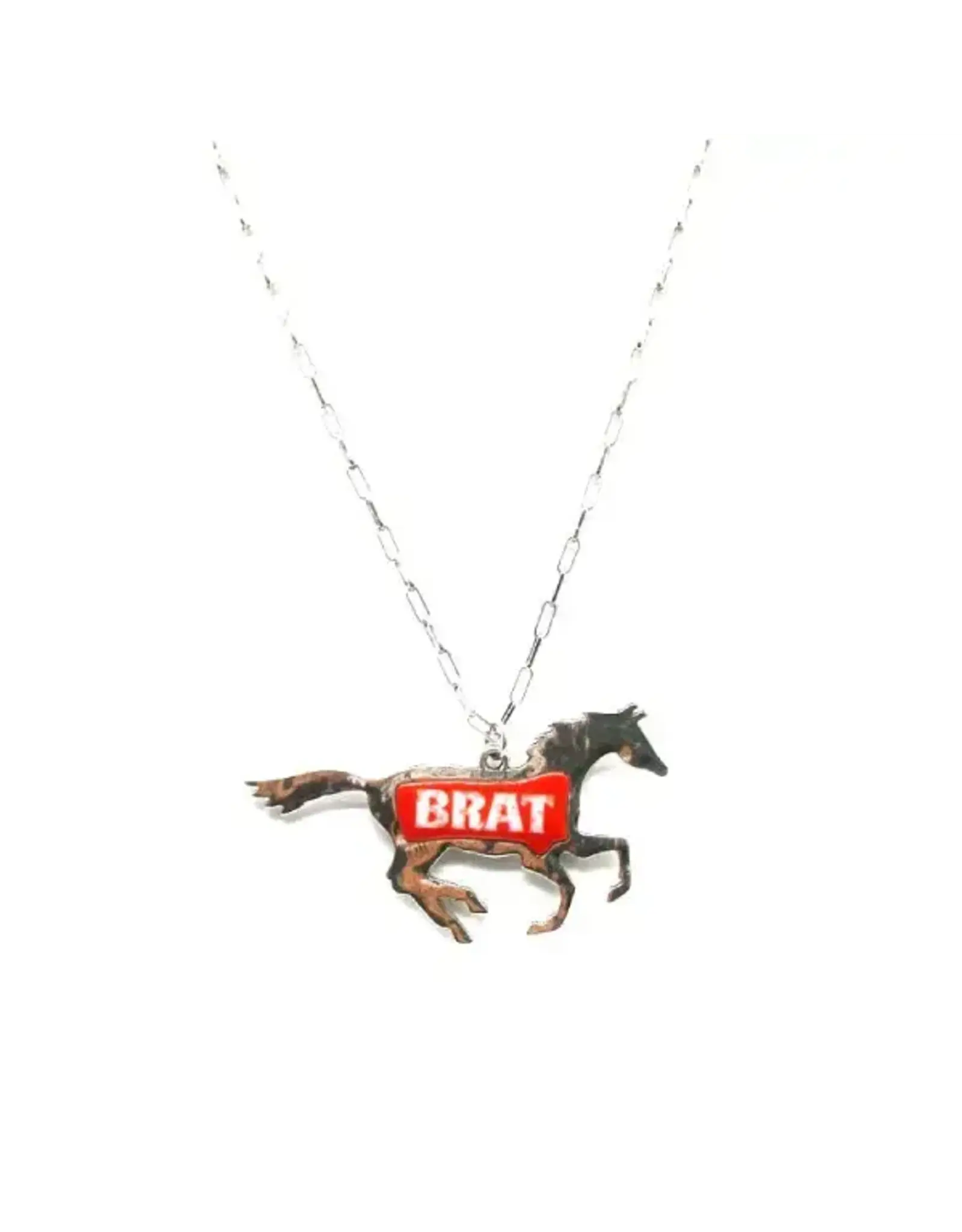 Snowing West Western Brat Running Horse Necklace