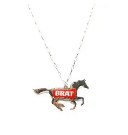 Snowing West Western Brat Running Horse Necklace