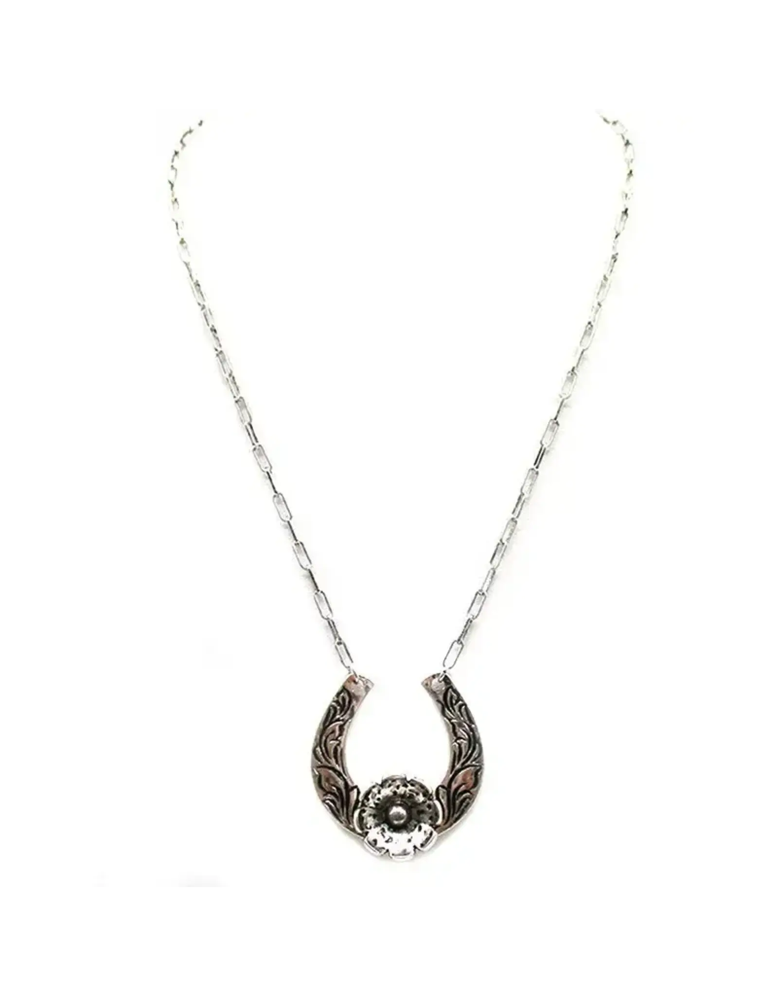 Snowing West Western Horseshoe Flower Necklace