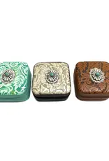 Snowing West Western Pattern Turquoise Concho Jewelry Box