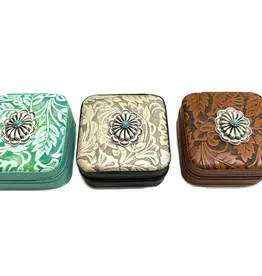 Snowing West Western Pattern Turquoise Concho Jewelry Box