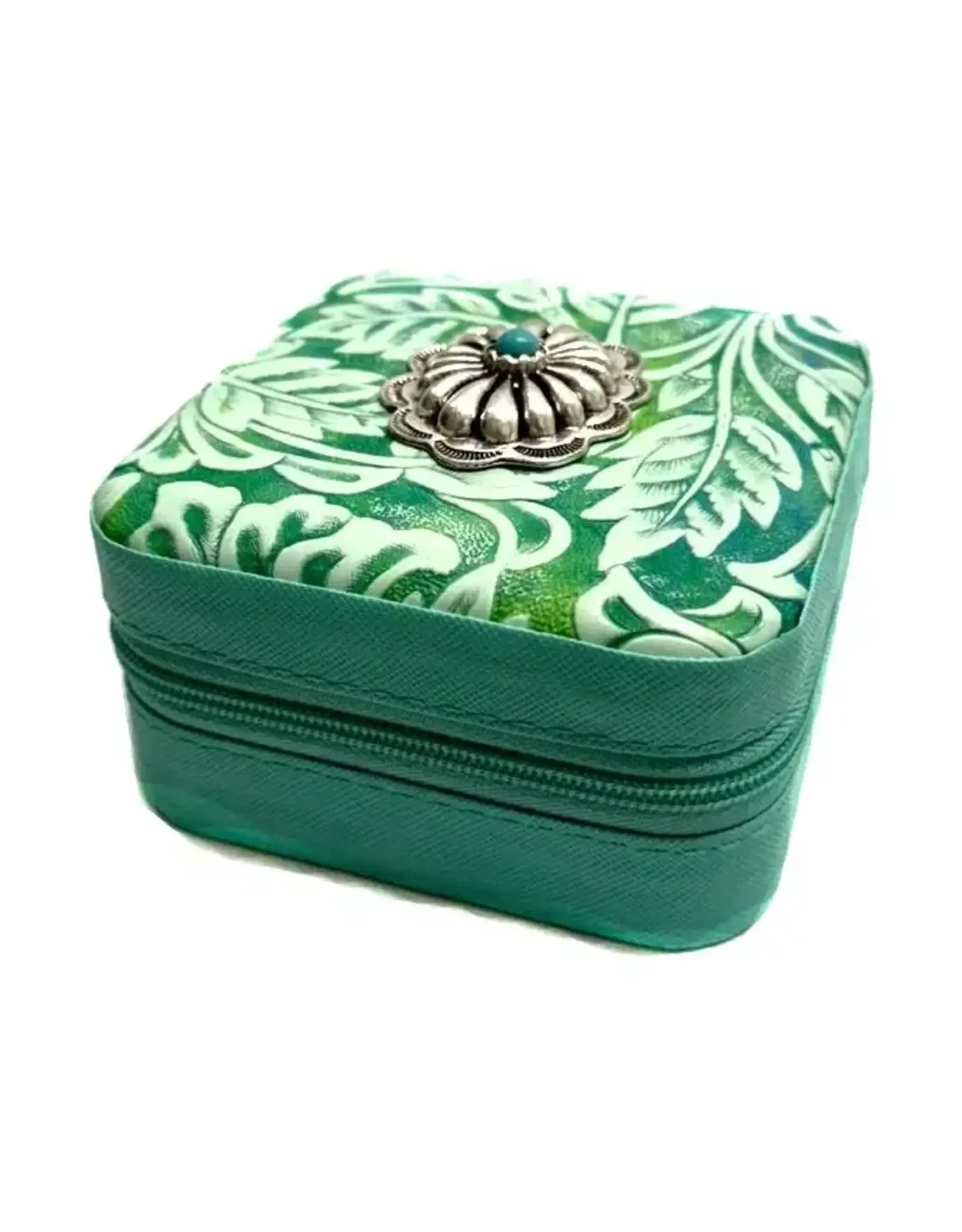 Snowing West Western Pattern Turquoise Concho Jewelry Box