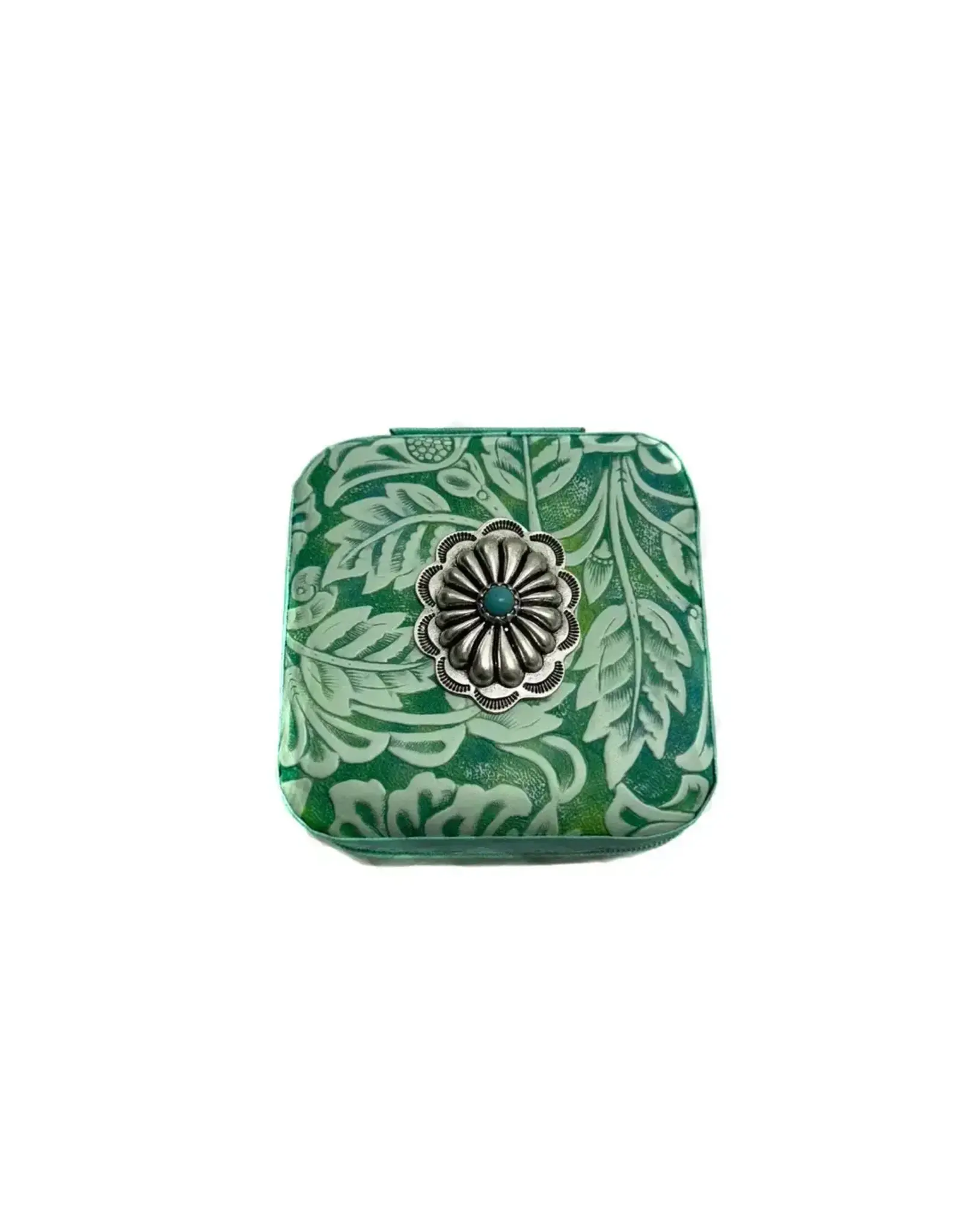 Snowing West Western Pattern Turquoise Concho Jewelry Box