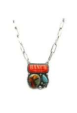 Snowing West Western Ranch Wife Turquoise Portrait Pendant Necklace