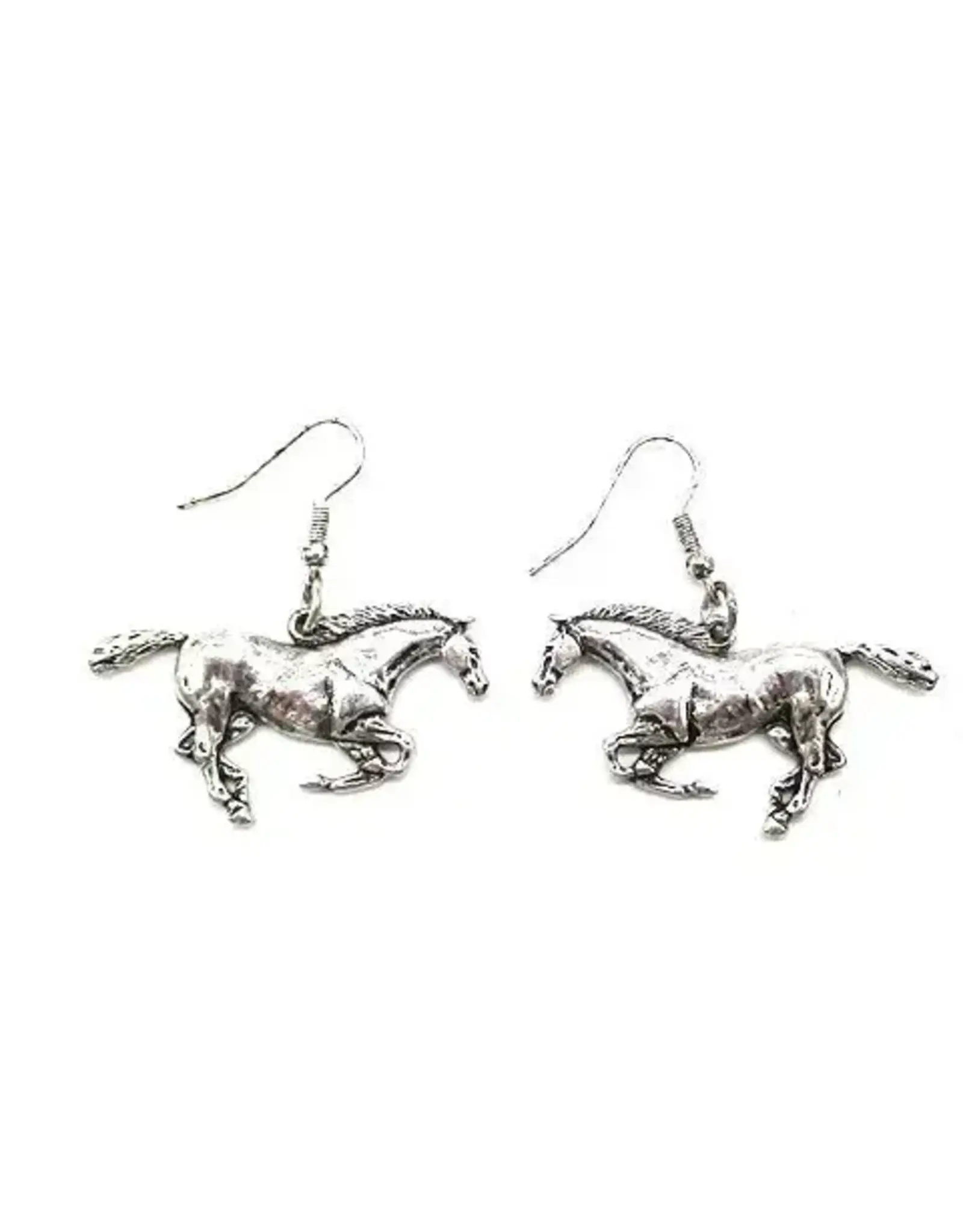 Snowing West Western Running Horse Earring Silver