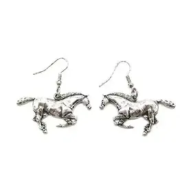 Snowing West Western Running Horse Earring Silver