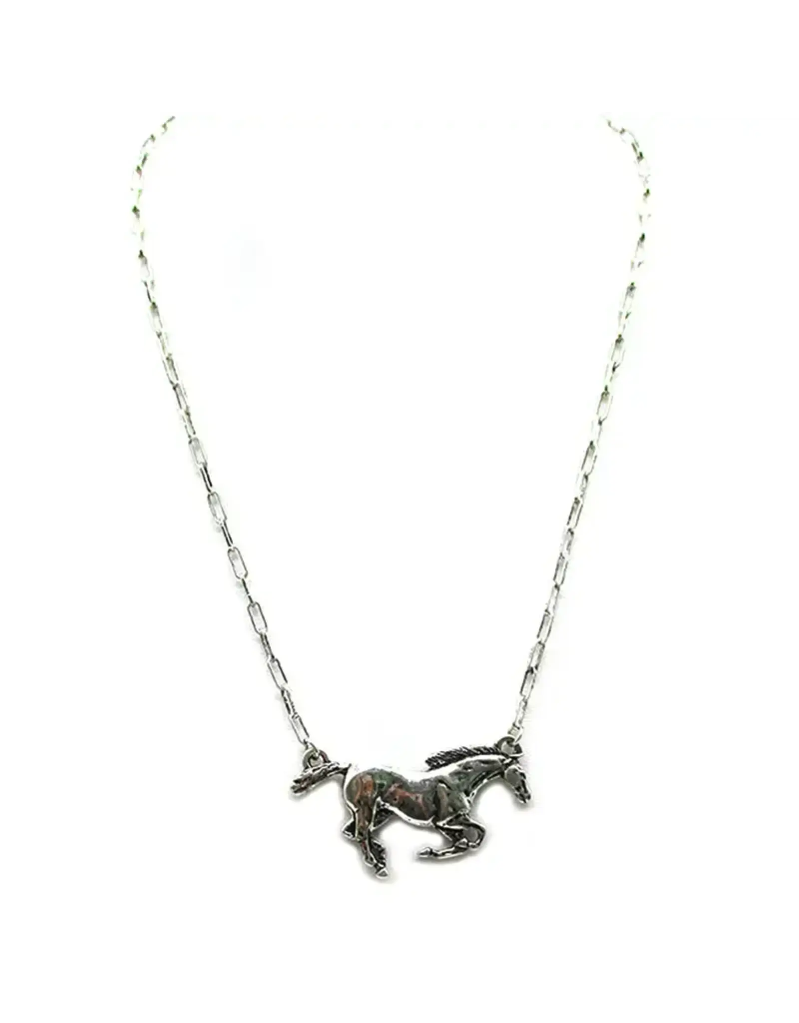 Snowing West Western Running Horse Necklace